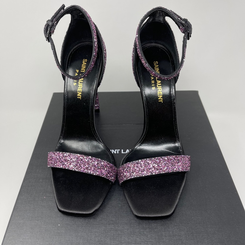 Saint Laurent Rose Amber 105 Glitter Sandals